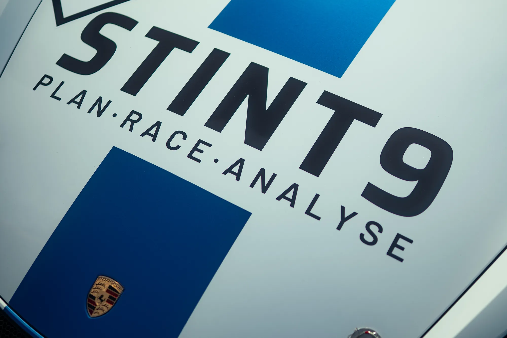 Stint9 on the bonnet of the Porsche GT4
