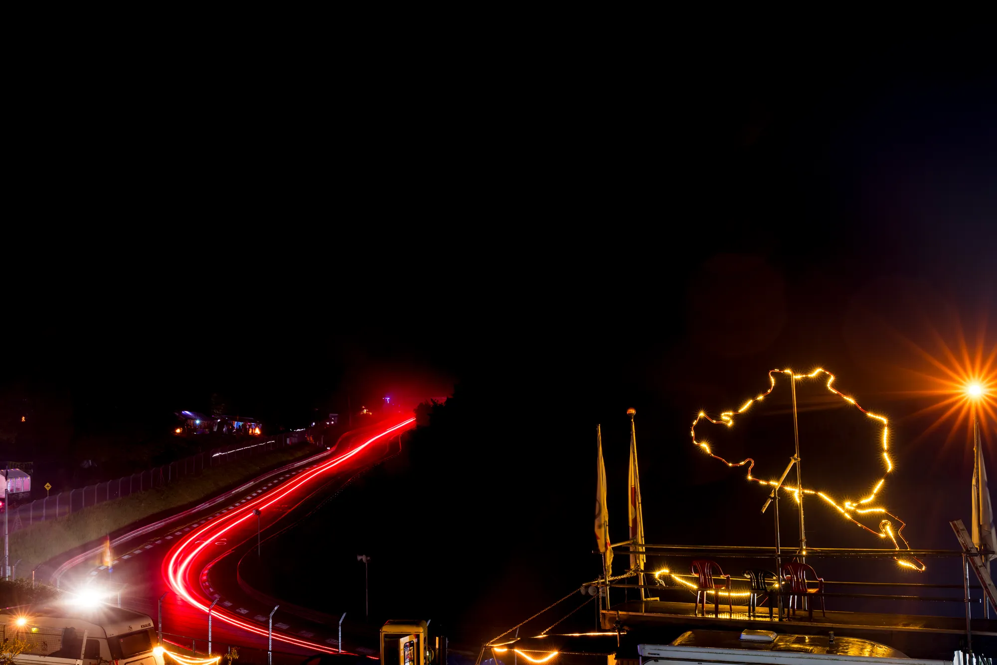 Night racing light trails on the Nürburgring